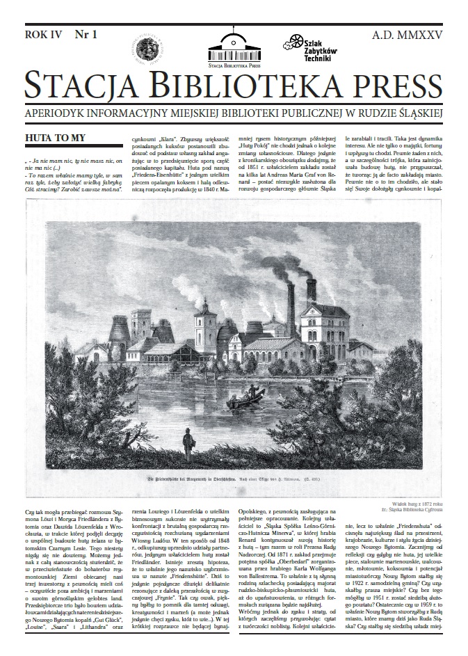 zdjęcie okładki Stacja Biblioteka Press: Aperiodyk Informacyjny MBP w Rudzie Śląskiej, A.D. MMXXv. Rok IV, Nr 1