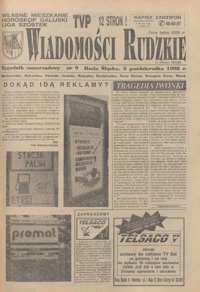 zdjęcie okładki Wiadomości Rudzkie : tygodnik samorządowy : Bielszowice, Bykowina, Chebzie, Godula, Halemba, Kochłowice, Nowy Bytom [...]. 1992. Kwartał 4