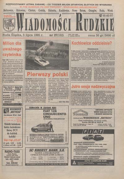 zdjęcie okładki Wiadomości Rudzkie : tygodnik samorządowy : Bielszowice, Bykowina, Chebzie, Godula, Halemba, Kochłowice, Nowy Bytom [...]. 1995. Kwartał 3.