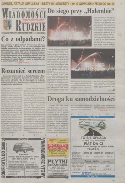 zdjęcie okładki Wiadomości Rudzkie : tygodnik samorządowy : Bielszowice, Bykowina, Chebzie, Godula, Halemba, Kochłowice, Nowy Bytom [...]. 1998. Kwartał 1.