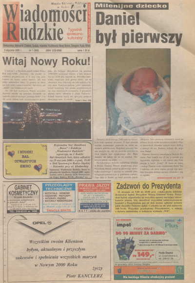 zdjęcie okładki Wiadomości Rudzkie : tygodnik samorządowy : Bielszowice, Bykowina, Chebzie, Godula, Halemba, Kochłowice, Nowy Bytom [...]. 2000. Kwartał 1.