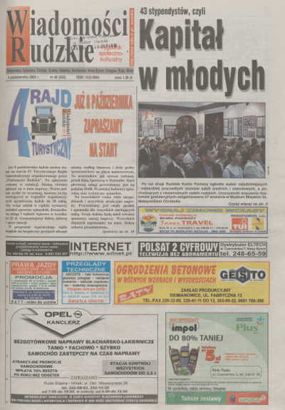 zdjęcie okładki Wiadomości Rudzkie : tygodnik samorządowy : Bielszowice, Bykowina, Chebzie, Godula, Halemba, Kochłowice, Nowy Bytom [...]. 2000. Kwartał 4.