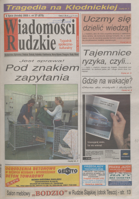 zdjęcie okładki Wiadomości Rudzkie : tygodnik samorządowy : Bielszowice, Bykowina, Chebzie, Godula, Halemba, Kochłowice, Nowy Bytom [...]. 2005. Kwartał 3.