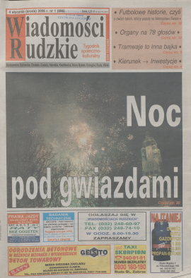 zdjęcie okładki Wiadomości Rudzkie : tygodnik samorządowy : Bielszowice, Bykowina, Chebzie, Godula, Halemba, Kochłowice, Nowy Bytom [...]. 2006. Kwartał 1.