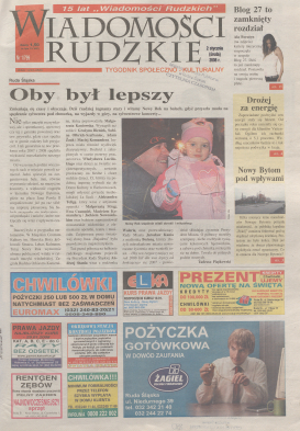 zdjęcie okładki Wiadomości Rudzkie : tygodnik samorządowy : Bielszowice, Bykowina, Chebzie, Godula, Halemba, Kochłowice, Nowy Bytom [...]. 2008. Kwartał 1.