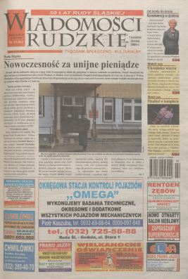 zdjęcie okładki Wiadomości Rudzkie : tygodnik samorządowy : Bielszowice, Bykowina, Chebzie, Godula, Halemba, Kochłowice, Nowy Bytom [...]. 2009. Kwartał 2.