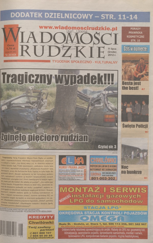 zdjęcie okładki Wiadomości Rudzkie : tygodnik samorządowy : Bielszowice, Bykowina, Chebzie, Godula, Halemba, Kochłowice, Nowy Bytom [...]. 2012. Kwartał 3.
