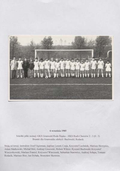 zdjęcie okładki Szkółki piłki nożnej: GKS Grunwald Ruda Śląska – HKS Ruch Chorzów 2:3 (0:3). Bramki dla Grunwaldu zdobyli: Buchwald, Rodasik