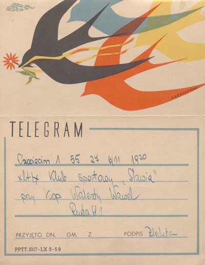 zdjęcie okładki Telegram Unii Oświęcim z gratulacjami dla KS Slavia