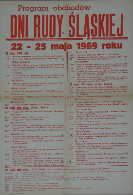 zdjęcie okładki Program obchodów Dni Rudy Śląskiej 22-25 maja 1969 roku [afisz]